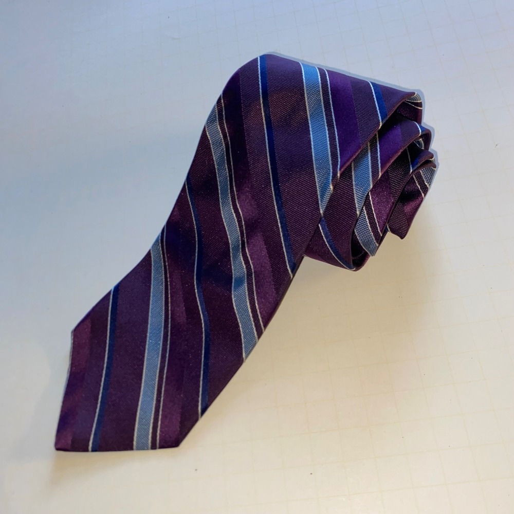 Brooks Brothers Mens Silk Necktie Purple Blue Striped Classic Formal Tie